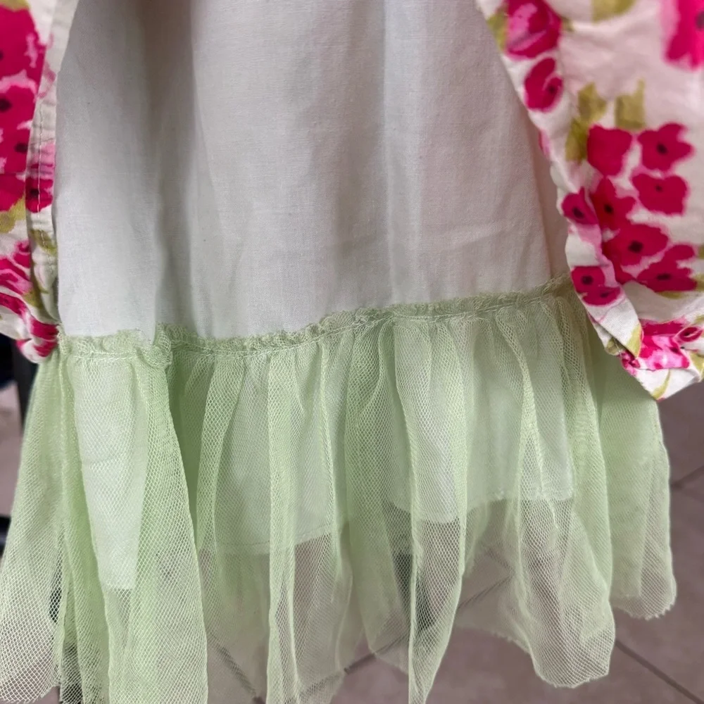 Youngland Girls 4T Pink Floral Tulle Party Dress Special Occasion Easter Spring